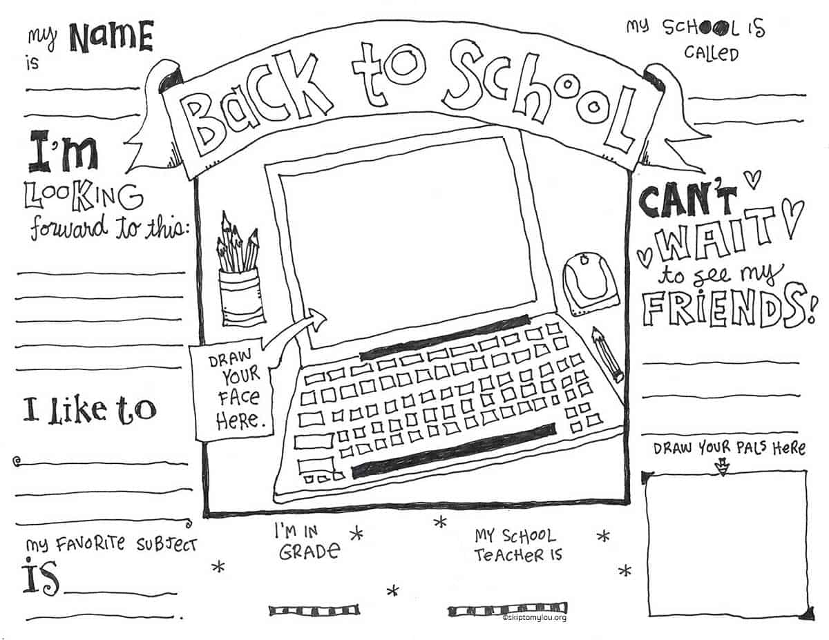 First day of school coloring pages skip to my lou