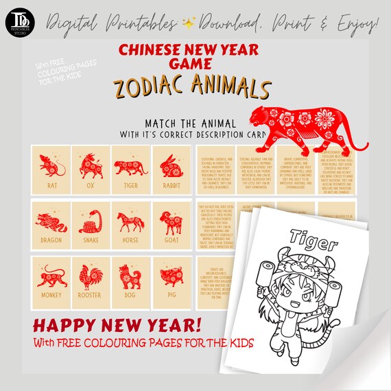 Chinese new year party game year of the tiger zodiac animal colouring pages printable family activity fun new year party icebreaker