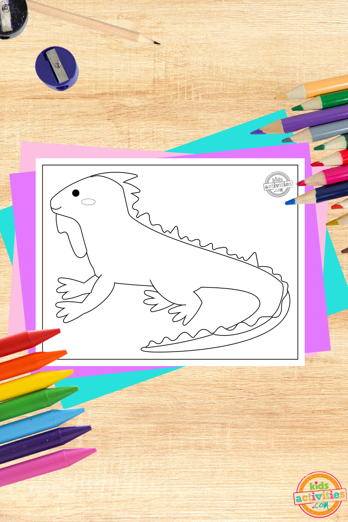 Free printable iguana coloring page kids activities blog