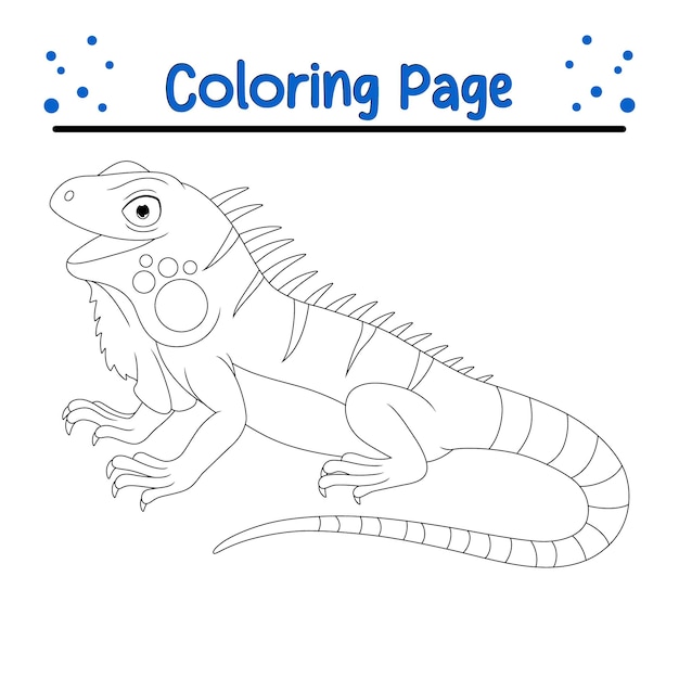 Premium vector cute iguana coloring page isolated for kids animal coloring book