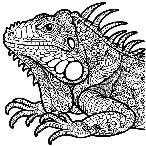 Zentangle iguana coloring page