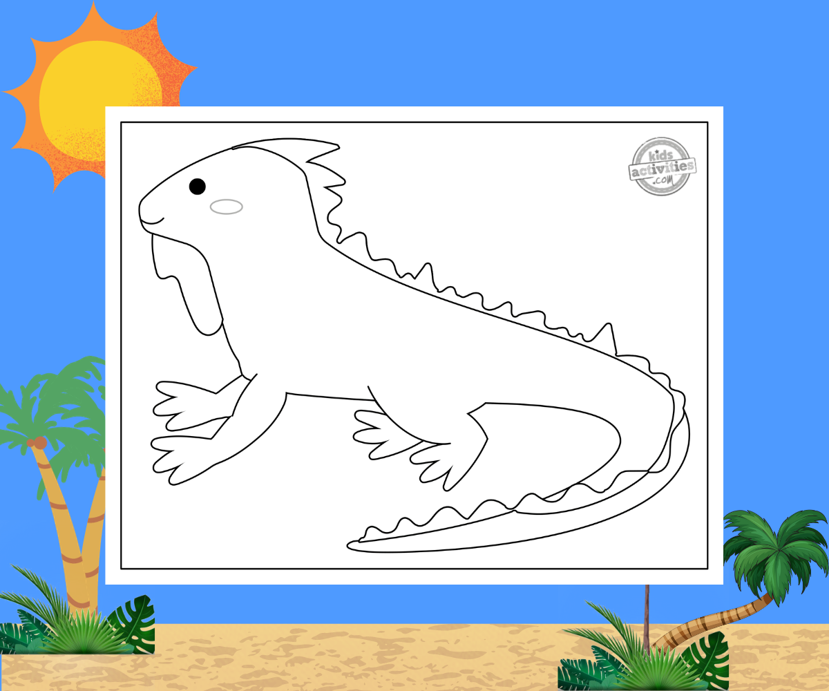 Free printable iguana coloring page kids activities blog