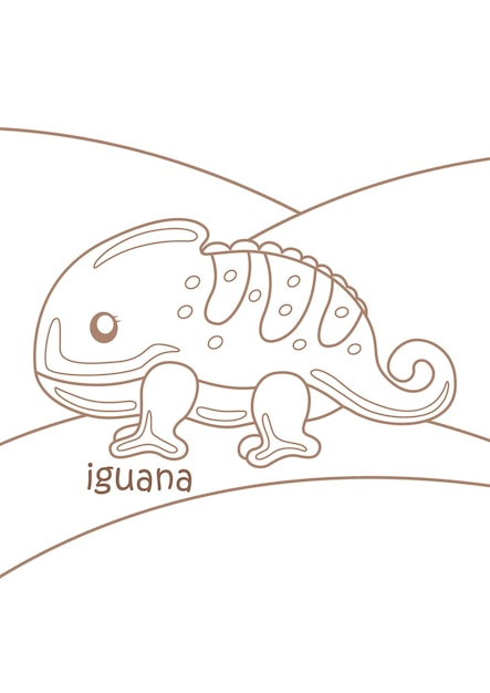 Premium vector alphabet i for iguana coloring pages a for kids and adult