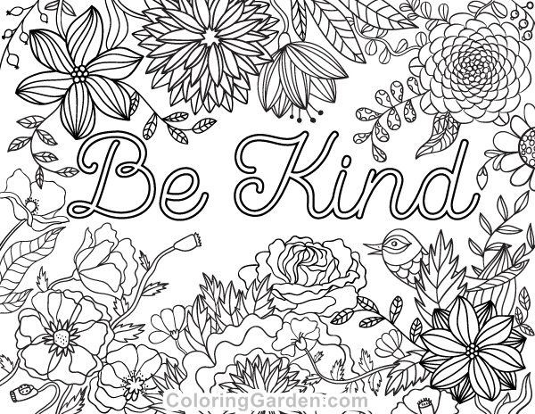 Be kind adult coloring page