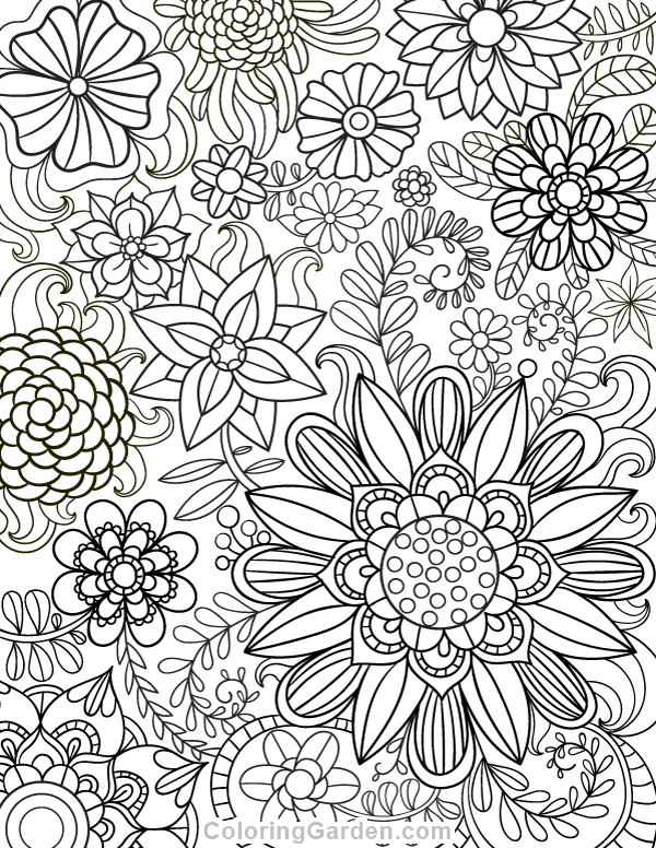 Floral adult coloring page