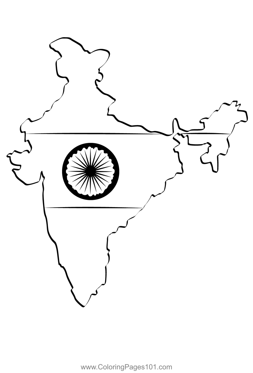 India maps coloring page for kids