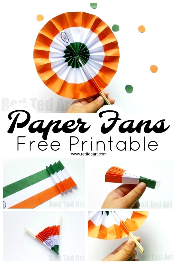 Indian flag paper fans printable