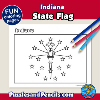 Indiana symbols coloring pages with map and state flag state symbols