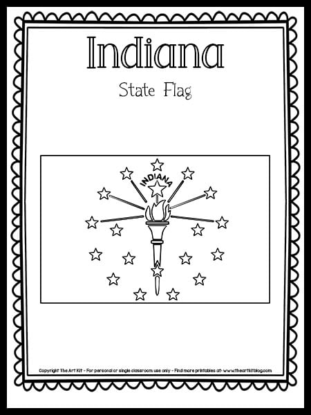 Indiana state flag coloring page free printable â the art kit