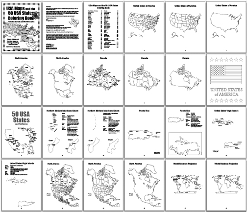 Usa maps and the usa states coloring book