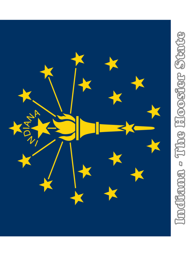 Large vertical printable indiana state flag from