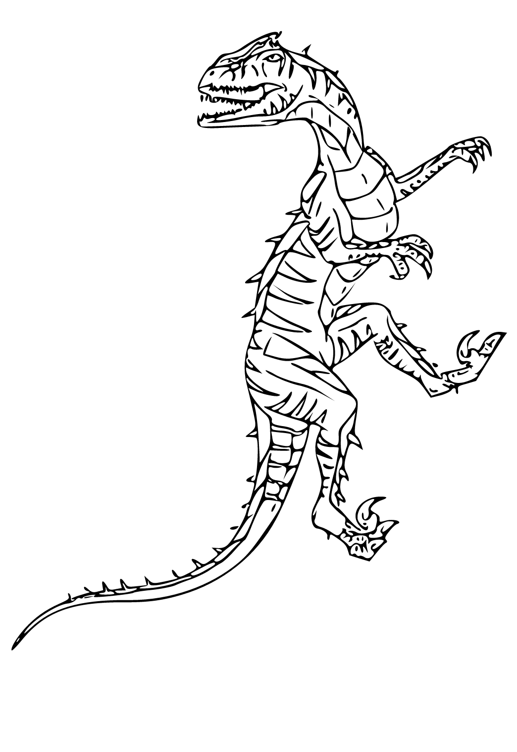 Free printable velociraptor monster coloring page for adults and kids