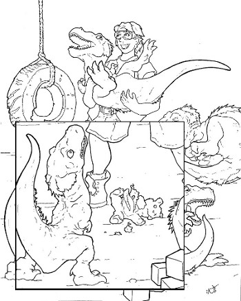 Baby dinosaurs coloring page for adults