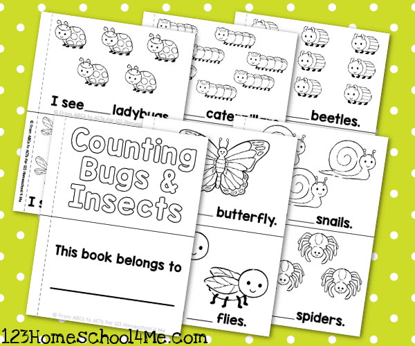 Ððð free printable counting bugs coloring book for preschoolers