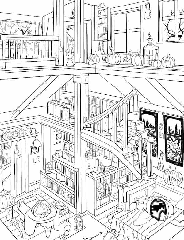 Creative haunted house coloring pages