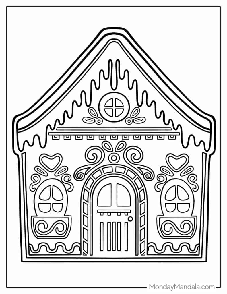 Gingerbread house coloring pages free pdf printables