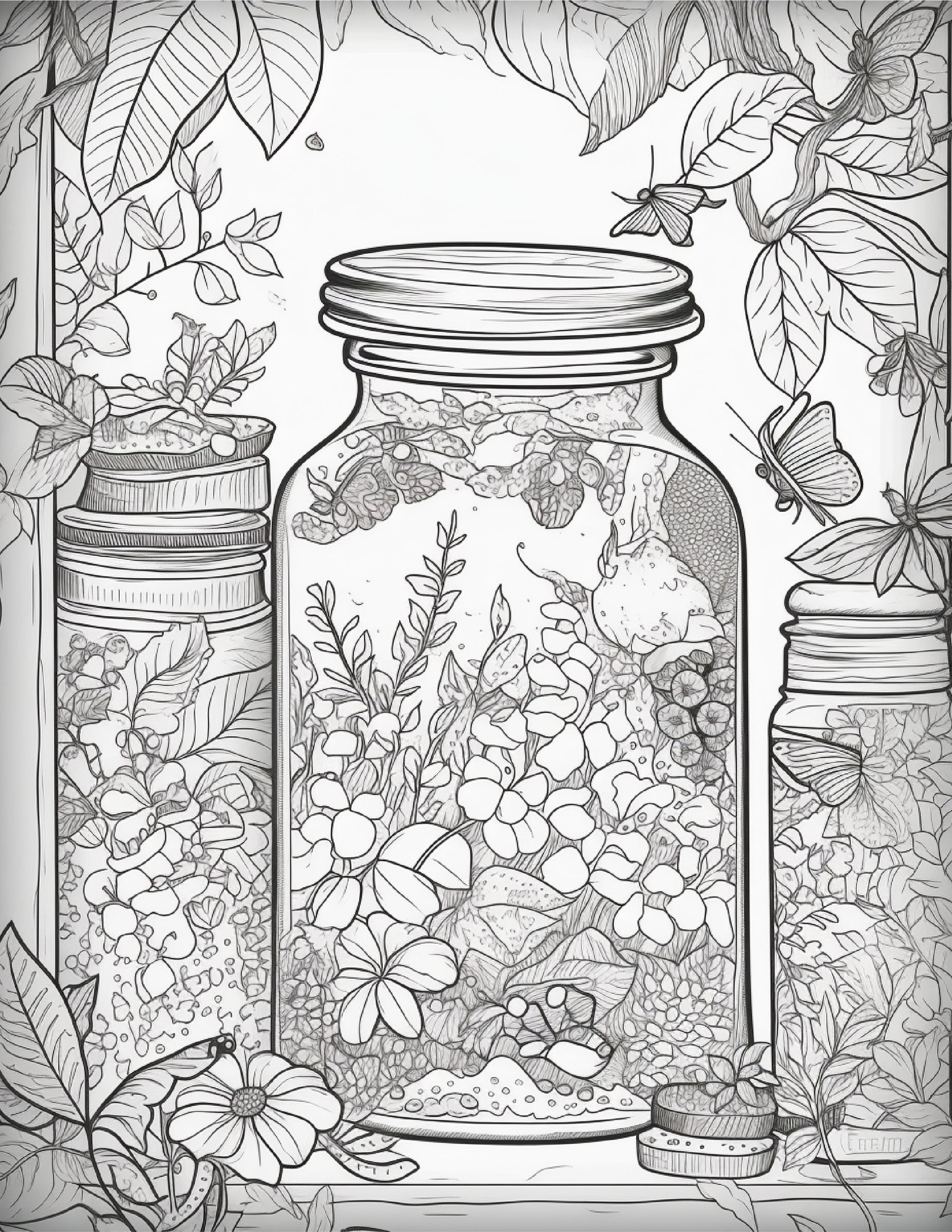 Life inside jar printable coloring pages for adults grayscale colo â coloring