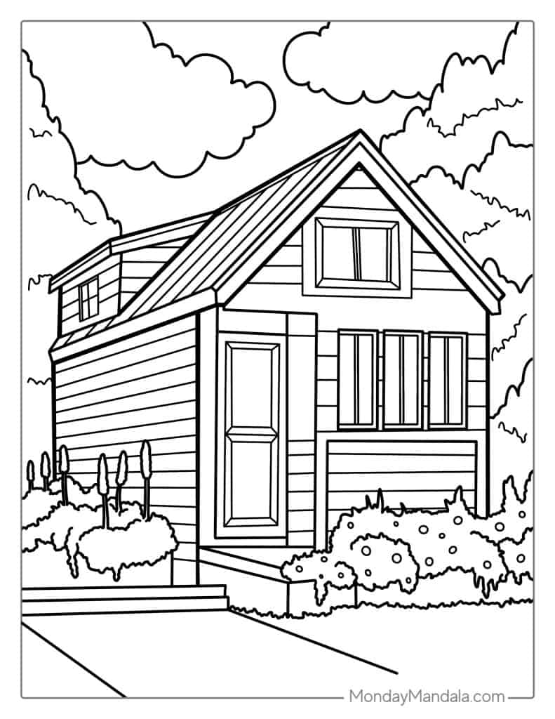 House coloring pages free pdf printables