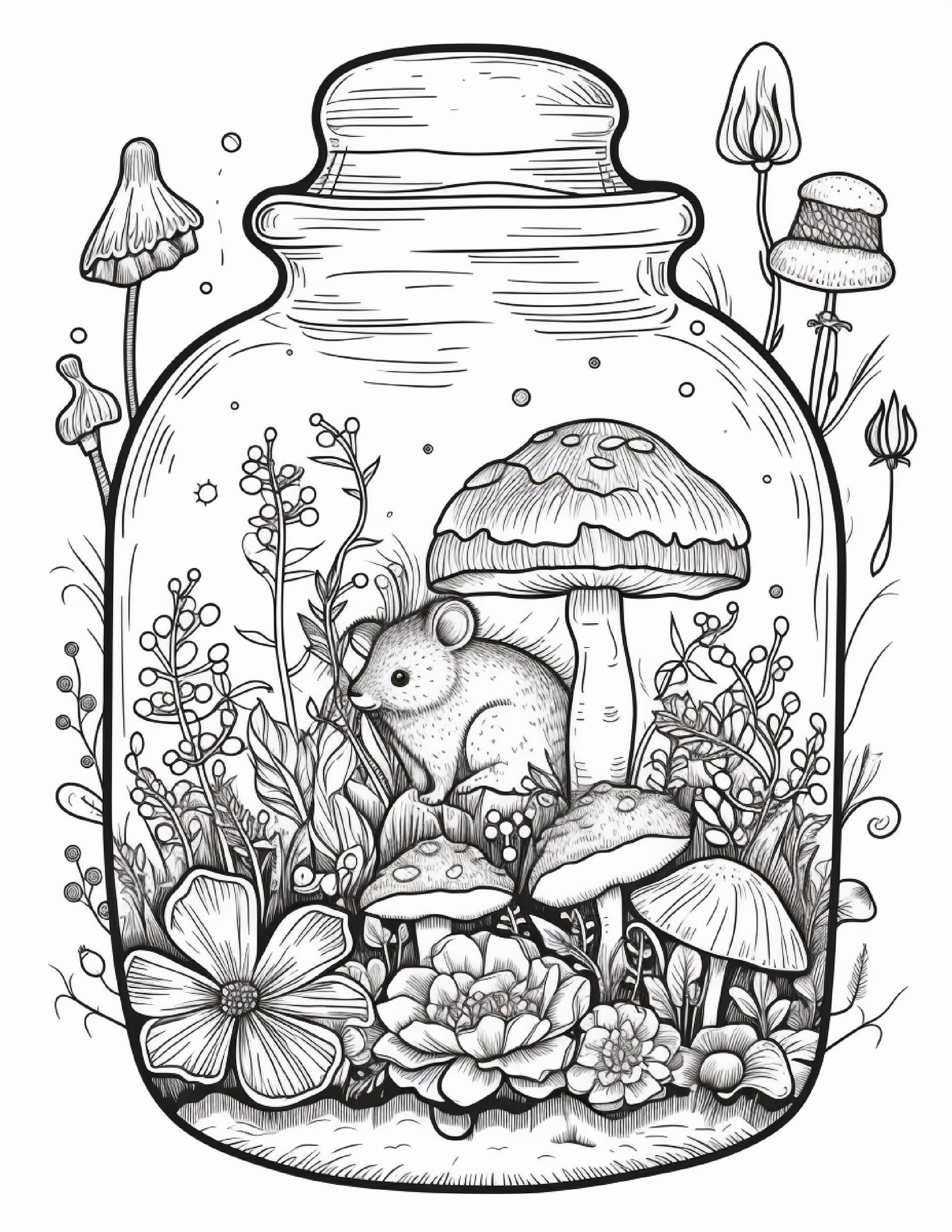 Life inside jar printable coloring pages for adults grayscale colo â coloring