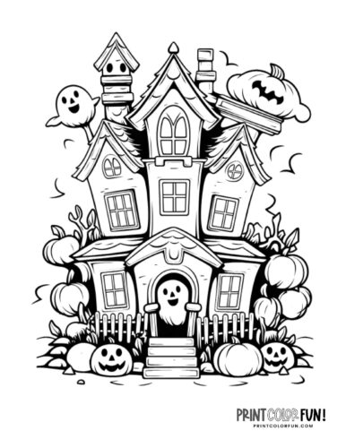 Haunted house coloring pages easy craft activities for halloween fun at