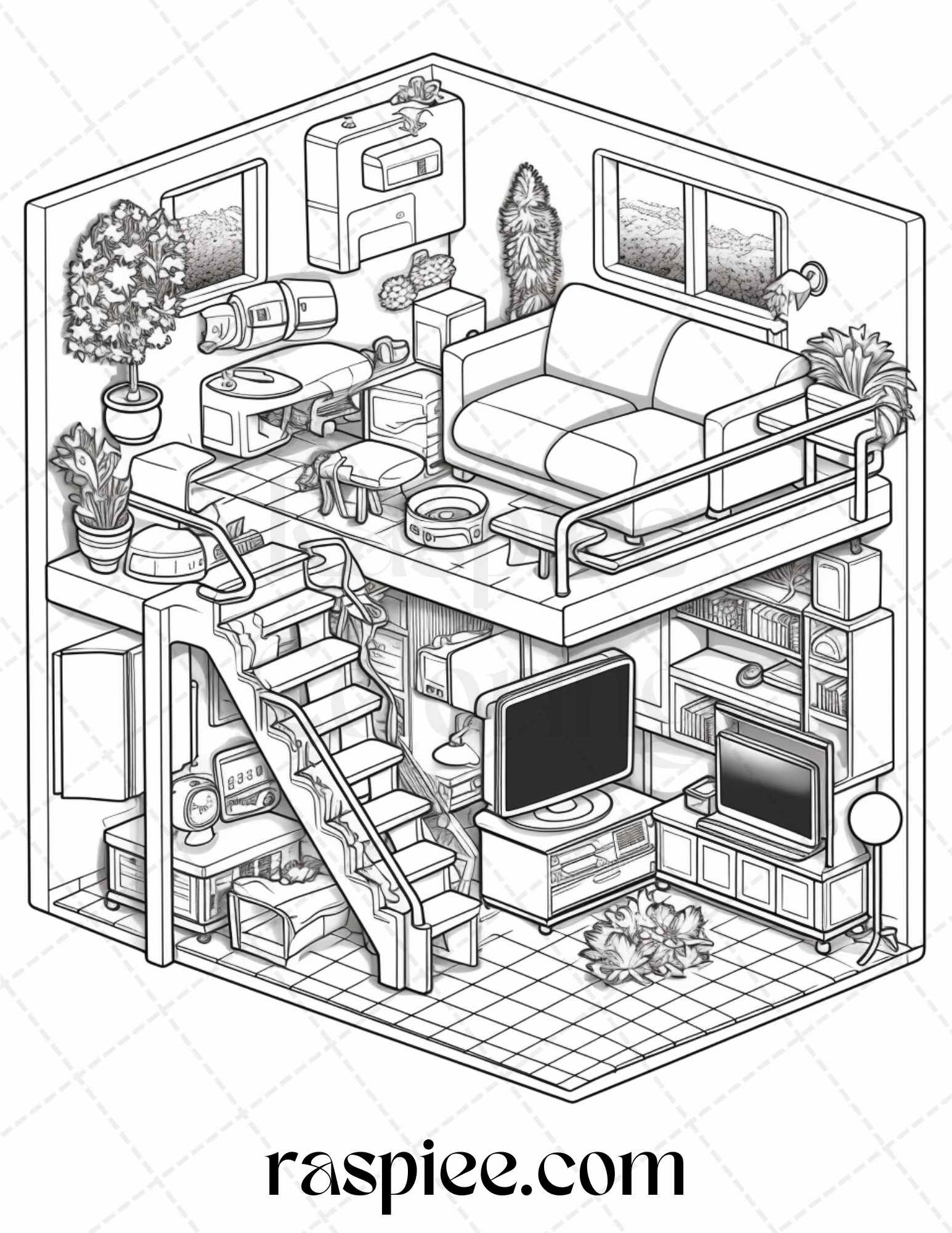 Pocket room coloring pages printable for adults kids pdf file inst â coloring