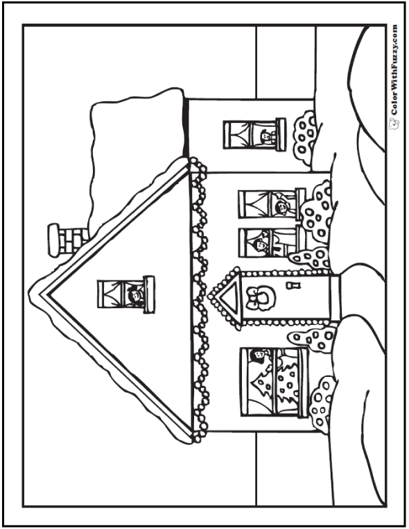 Christmas house coloring sheet