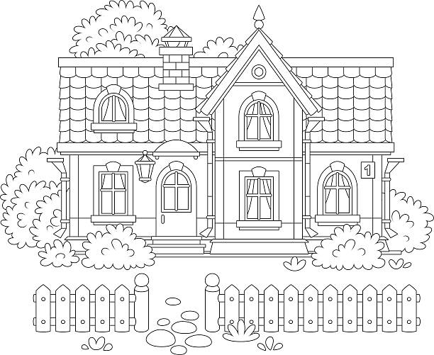 House coloring page stock illustrations royalty