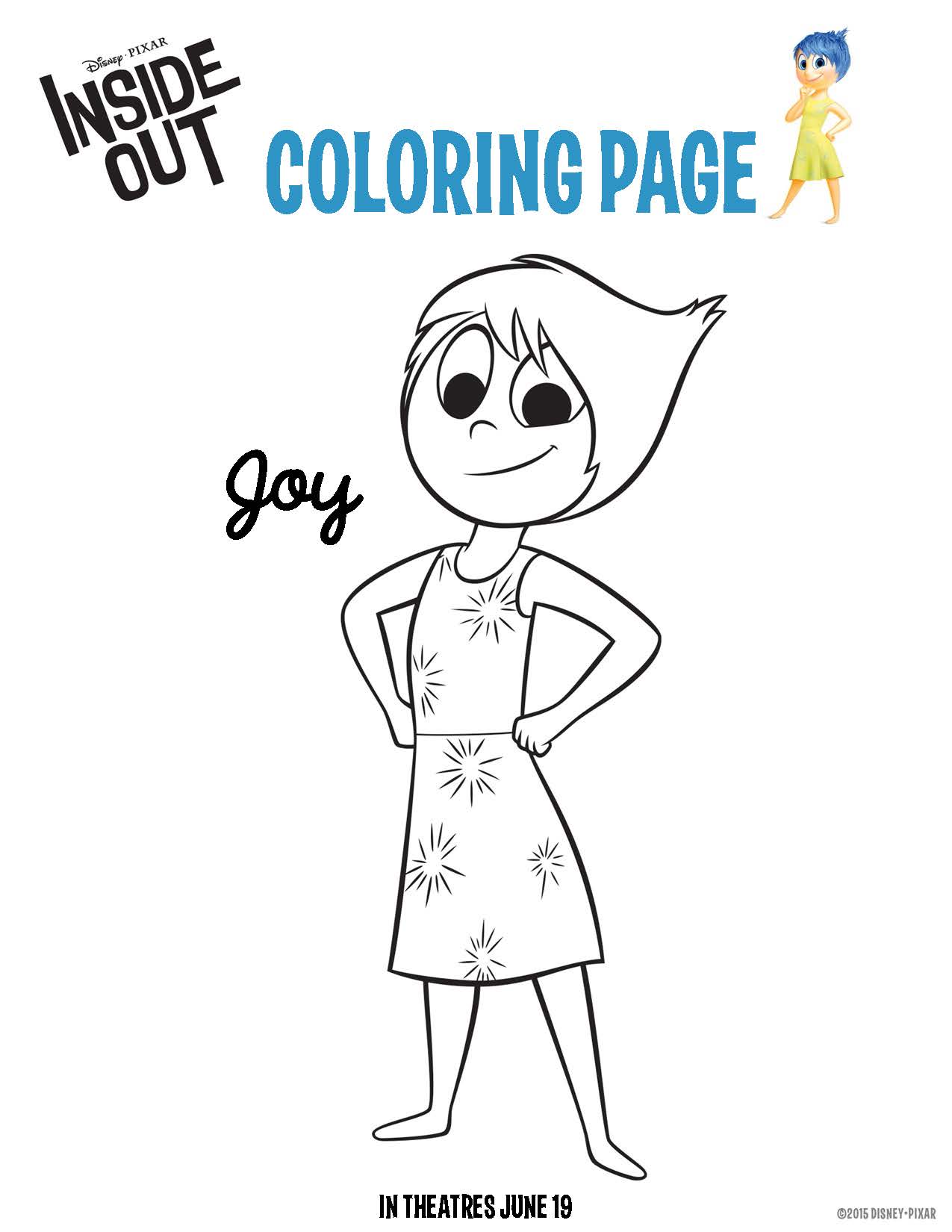 Disney pixar inside out free coloring sheets