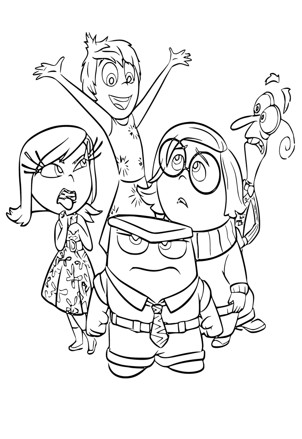 Free printable emotions characters coloring page for adults and kids