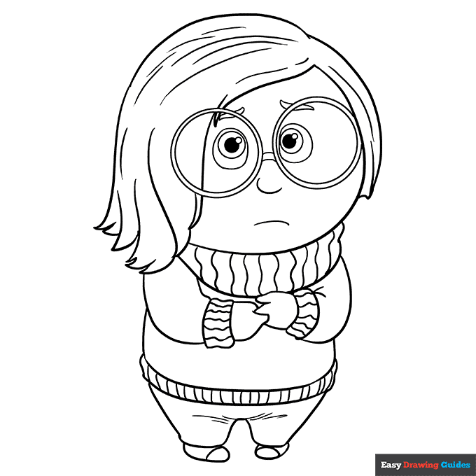 Sadness from inside out coloring page easy drawing guides