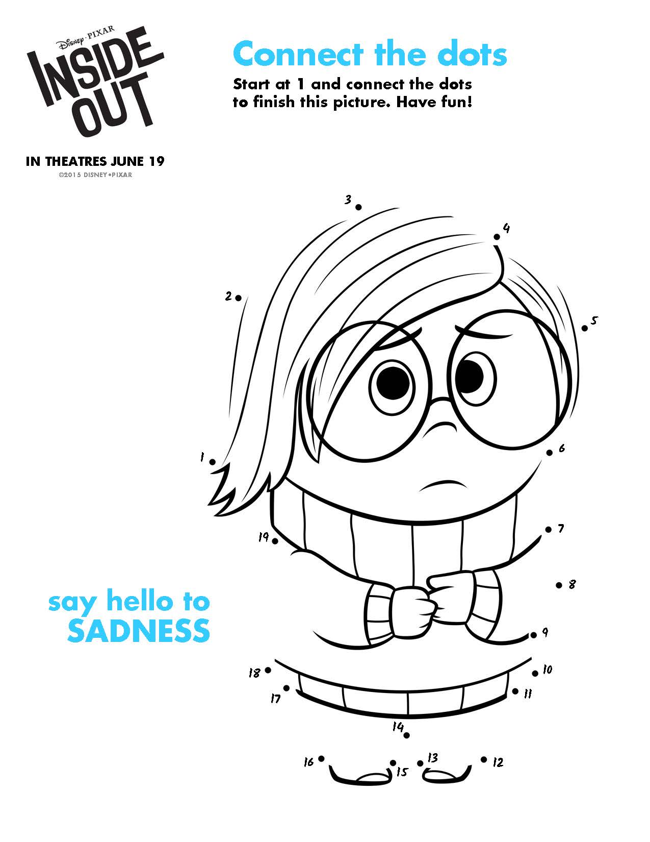 Disney pixar inside out free coloring sheets