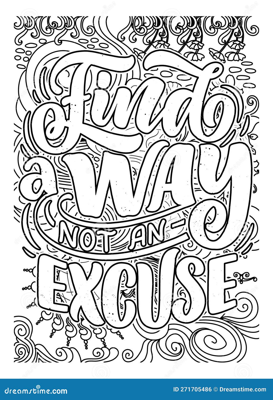 Motivational quote coloring pages for adults inspirational coloring page design stock illustration