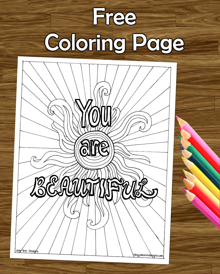 You are beautiful coloring page