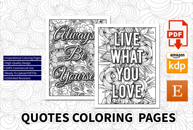 Design inspirational quotes coloring pages with floral pattern for amazon kdp by fatematujjohora