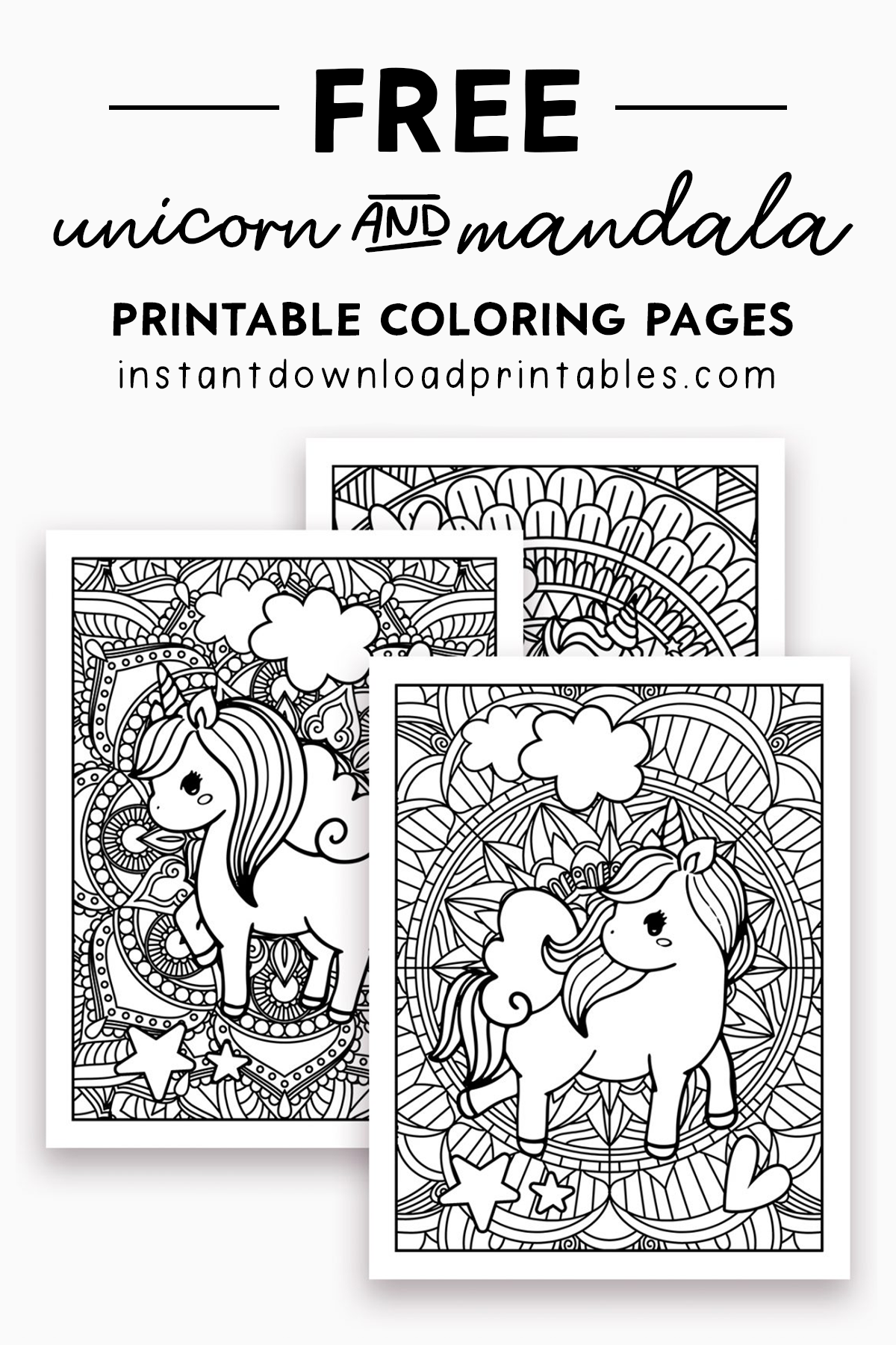 Free unicorn coloring pages intricate mandala