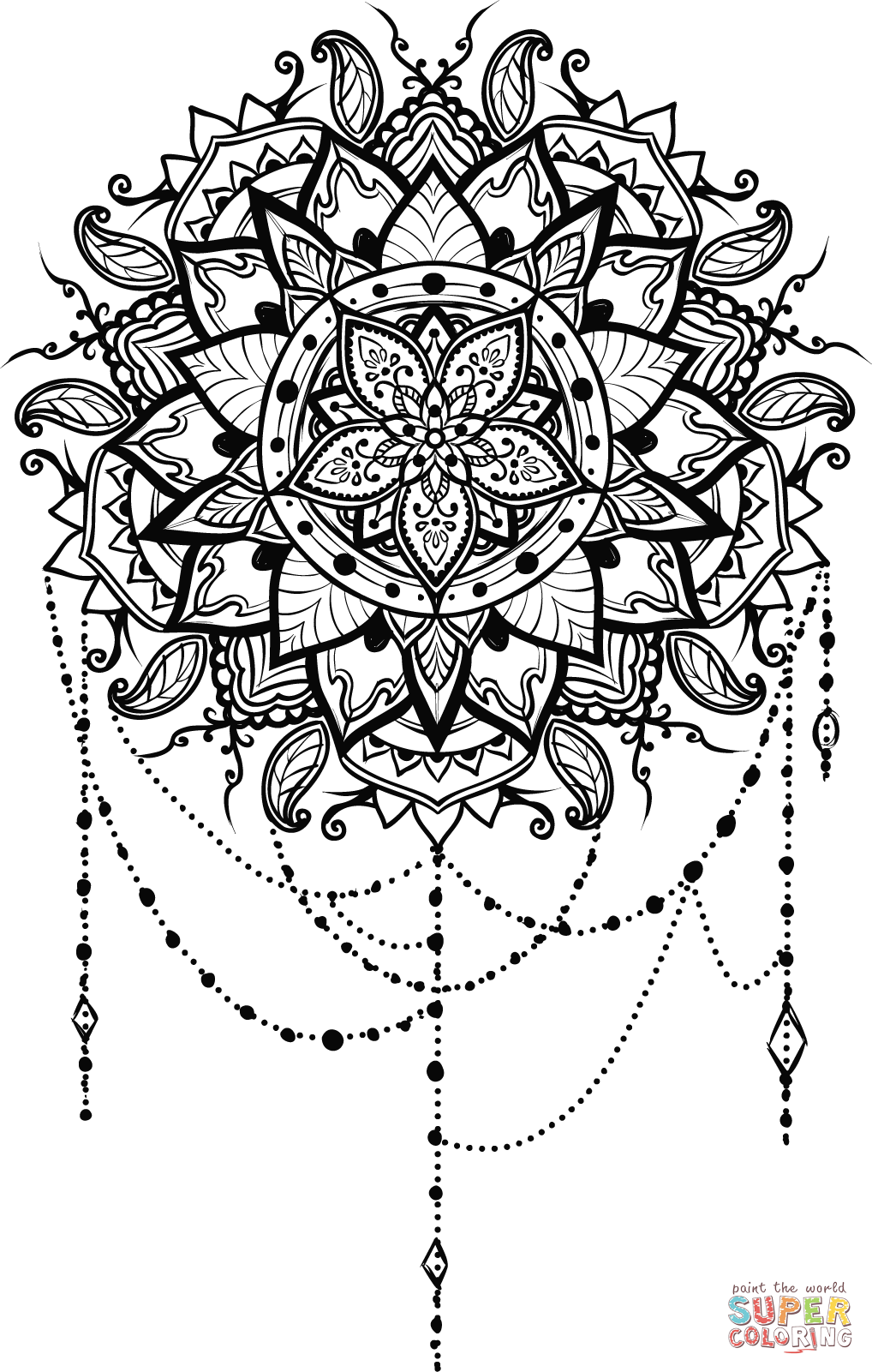 Intricate floral mandala coloring page free printable coloring pages