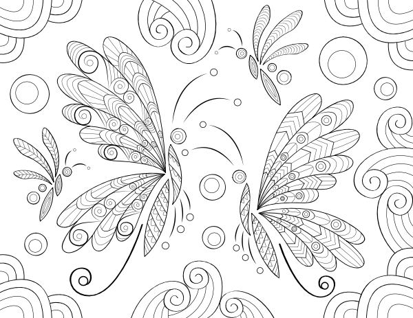 Printable intricate butterflies adult coloring page