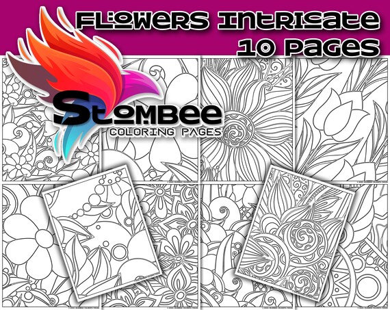 Vol floral intricate adult coloring pages printable flowers