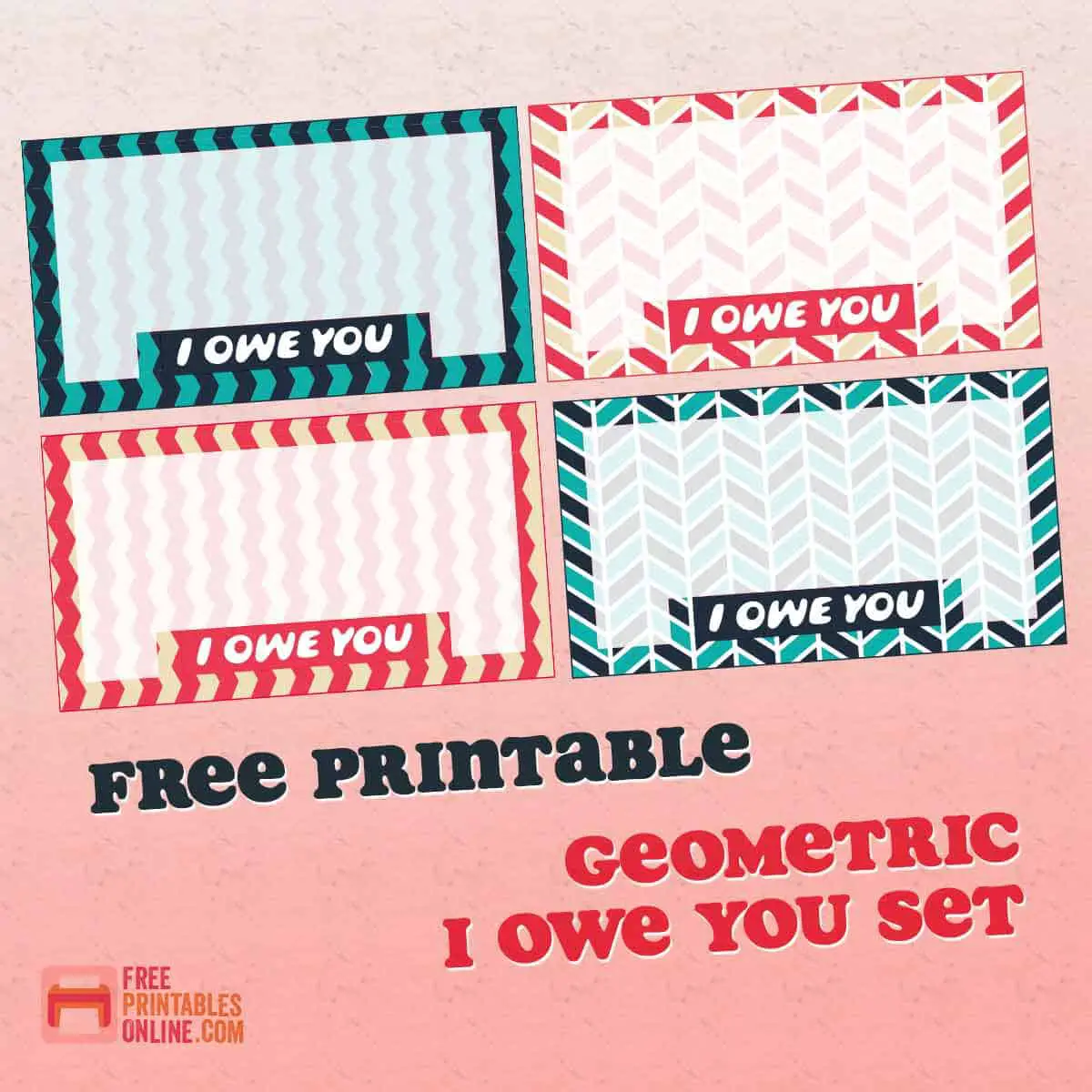 Geometric printable iou coupons to download