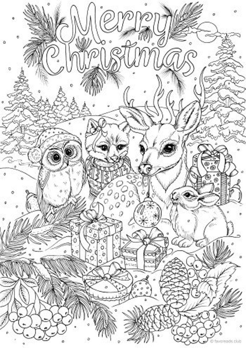 Merry christmas printable adult coloring page from favoreads coloring book pages for adults and kids coloring sheets coloring designs