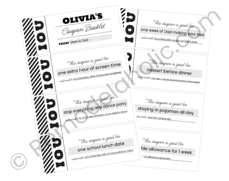 Free printable blank coupon template for handmade gifts or personalized experiences