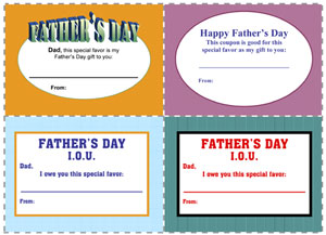 Fathers day iou coupons free printable gift coupons for dads