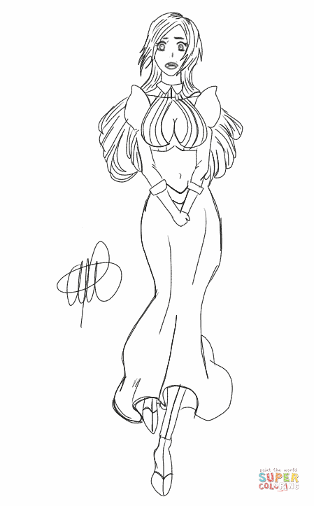 Orihime inou from bleach coloring page free printable coloring pages