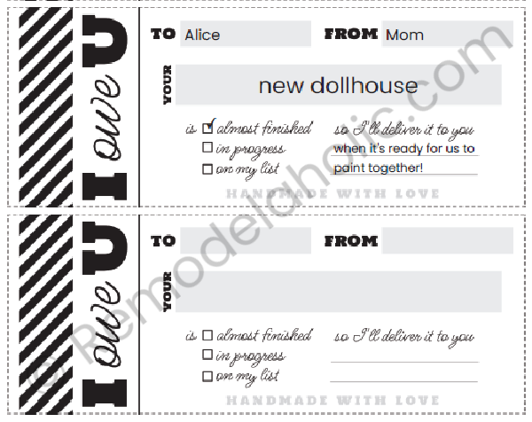 Free printable blank coupon template for handmade gifts or personalized experiences