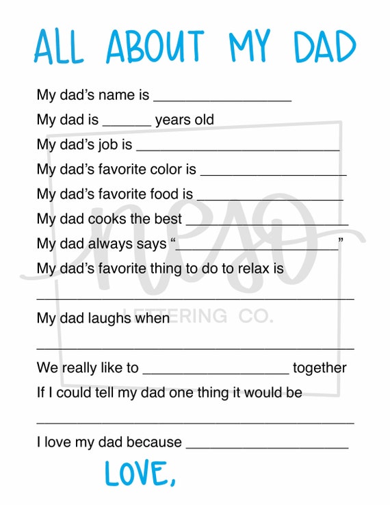 Fathers day gift fathers day questionnaire fathers day coupon fathers day coloring page kids activity fathers day printable