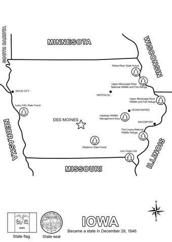 Iowa map coloring page free printable coloring pages