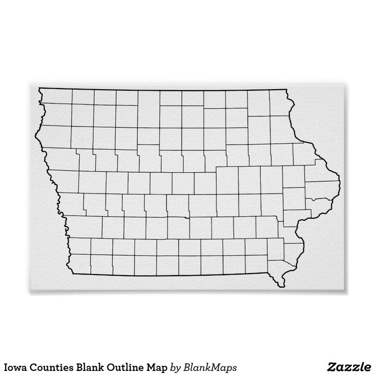 Iowa counties blank outline map poster zazzle in map poster map outline