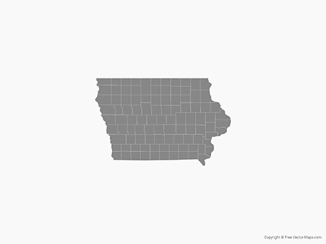 Printable vector map of iowa with counties