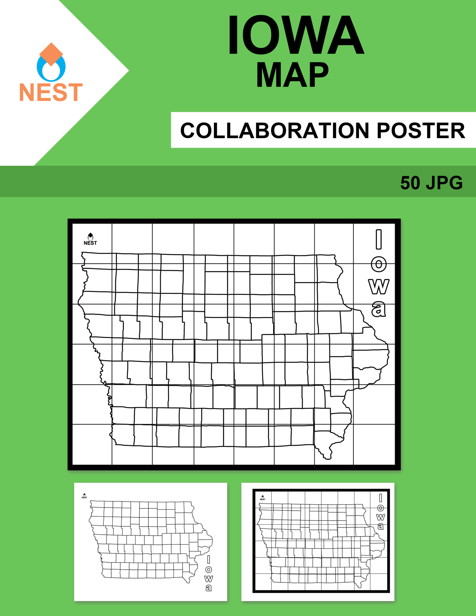 Iowa map collaboration poster made by teachers