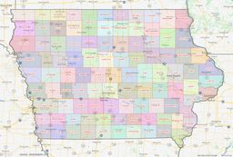 Iowa county map â shown on google maps